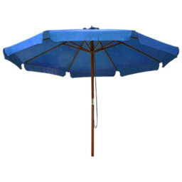 Berkfield Outdoor Parasol With Wooden Pole 330 Cm Azure - thumbnail 2