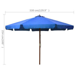 Berkfield Outdoor Parasol With Wooden Pole 330 Cm Azure - thumbnail 5
