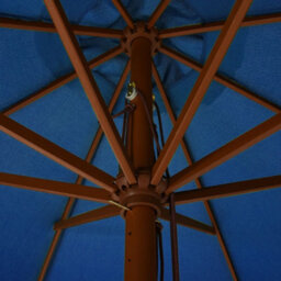 Berkfield Outdoor Parasol With Wooden Pole 330 Cm Azure - thumbnail 4