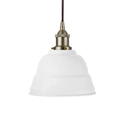 White Lincoln Painted Dome Pendant Light With Brushed Chrome Lamp Holder And Black Round Cable - Se Home