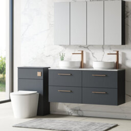 Nuie Arno Wall Hung 4-Drawer Modern Vanity Unit With Bellato Grey Laminate Worktop - thumbnail 4
