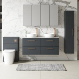 Nuie Arno Wall Hung 4-Drawer Modern Vanity Unit With Bellato Grey Laminate Worktop - thumbnail 2