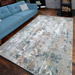 Loomed Blue Grey Abstract Design Contemporary Area Rug 60X110Cm - thumbnail 3