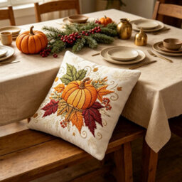 Amorly 1 Pack Fall Pumpkin Throw Pillow Cover 45X45Cm, 2D Printed Embroidery Look Autumn Maple Leaf Cushion Cover, No Pillow Insert - thumbnail 5