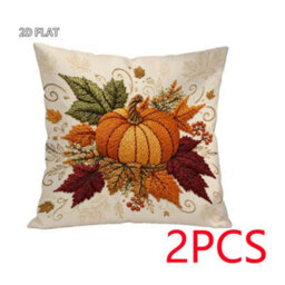 Amorly 1 Pack Fall Pumpkin Throw Pillow Cover 45X45Cm, 2D Printed Embroidery Look Autumn Maple Leaf Cushion Cover, No Pillow Insert - thumbnail 1