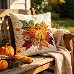 Amorly 1 Pack Fall Pumpkin Throw Pillow Cover 45X45Cm, 2D Printed Embroidery Look Autumn Maple Leaf Cushion Cover, No Pillow Insert - thumbnail 6