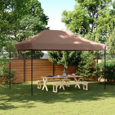 Walplus Foldable Party Tent Garden Gazebo Canopy Pop-Up Brown 440X292X315 Cm - image 1