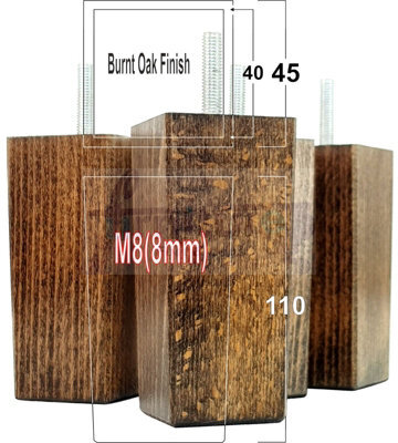 L&F 4X Replacement Furniture Legs Solid Wood 110mm High Sofas Chairs Settee Cabinets Legs M8 Tsp2055 - image 1