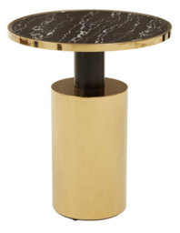 Orsina Oria Black Marble Effect Gold Base Side Table - thumbnail 2