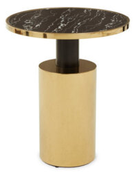 Orsina Oria Black Marble Effect Gold Base Side Table - thumbnail 1