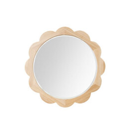 Melody Maison Large Light Wood Scalloped Edge Bevelled Wall Mirror - 97Cm - thumbnail 9