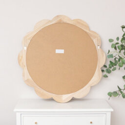 Melody Maison Large Light Wood Scalloped Edge Bevelled Wall Mirror - 97Cm - thumbnail 7