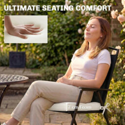 Outsunny Outdoor Chair Seat Cushions Set Of 2, Garden Chair Cushions, Cream - thumbnail 4