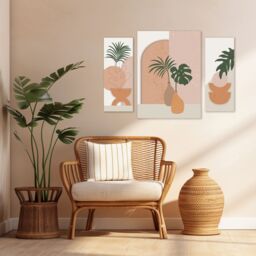 Arthouse Abstract Neutral, Orange & Green Canvas Art, Set Of 3 (H)66Cm X (W)48Cm - thumbnail 4