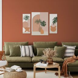 Arthouse Abstract Neutral, Orange & Green Canvas Art, Set Of 3 (H)66Cm X (W)48Cm - thumbnail 3