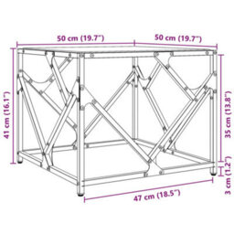 Berkfield Coffee Table With Transparent Glass Top 50X50X41 Cm Steel - thumbnail 9