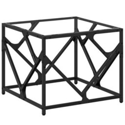 Berkfield Coffee Table With Transparent Glass Top 50X50X41 Cm Steel - thumbnail 2