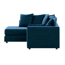Furnishings For Less UK Brooklyn Plush Velvet 3 To 4 Seater L Shaped Corner Sofa Foam Blue Left Hand Facing - thumbnail 3