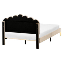 Wyld And Coco Eu Velvet Small Double Bed Taupe With Sculpted Headboard And Slatted Base - thumbnail 6