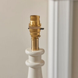 Loops Stylish Almond White Table Lamp Base Set With Brass Accents - 2 Pack - thumbnail 3