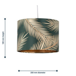 First Choice Lighting Tropica - Dark Green Gold Leaf 25Cm Ceiling Pendant Or Lamp Shade - thumbnail 8