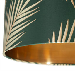 First Choice Lighting Tropica - Dark Green Gold Leaf 25Cm Ceiling Pendant Or Lamp Shade - thumbnail 4
