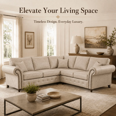 Gamzo Outlet Corner Sofa Full Back Leather Couch With Strong Wooden Frame And Padded Curved Arms - image 1