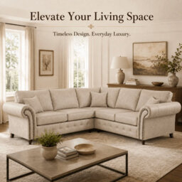 Gamzo Outlet Corner Sofa Full Back Leather Couch With Strong Wooden Frame And Padded Curved Arms - thumbnail 1