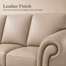 Gamzo Outlet Corner Sofa Full Back Leather Couch With Strong Wooden Frame And Padded Curved Arms - thumbnail 4