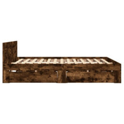 Walplus Bed Frame With Headboard Without Mattress Smoked Oak 140X200 Cm - thumbnail 6