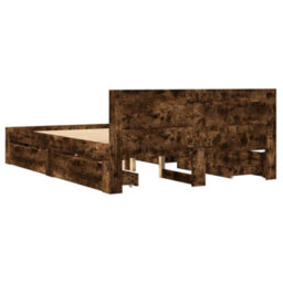 Walplus Bed Frame With Headboard Without Mattress Smoked Oak 140X200 Cm - thumbnail 7
