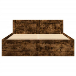 Walplus Bed Frame With Headboard Without Mattress Smoked Oak 140X200 Cm - thumbnail 5