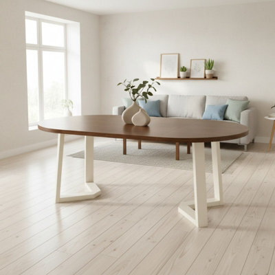Arian Modern Extendable Dining Table 100-180X100 Cm Stylish Walnut And Cream Design With Wooden Legs - image 1