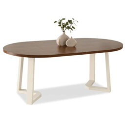 Arian Modern Extendable Dining Table 100-180X100 Cm Stylish Walnut And Cream Design With Wooden Legs - thumbnail 2