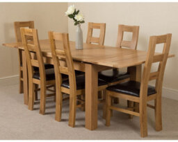 That's Furniture Richmond 140Cm - 220Cm Oak Extending Dining Table And 6 Chairs Dining Set With Yale Chairs - thumbnail 1