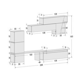 Decorotika Minsk Moduler Modern Tv Unit Wall Mount Customizable Layout High Gloss White - thumbnail 6