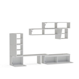 Decorotika Minsk Moduler Modern Tv Unit Wall Mount Customizable Layout High Gloss White - thumbnail 5