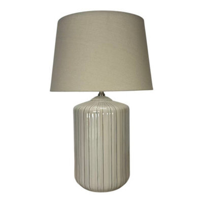 Minster 47Cm Large Stone Look Ceramic Table Lamp And Shade - L23 X W23 X H47 Cm