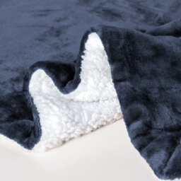 Ehc Warm & Soft Sherpa Flannel Fleece Microfiber Blanket, King Size, Navy Blue - 200 Cm X 240 Cm - thumbnail 6