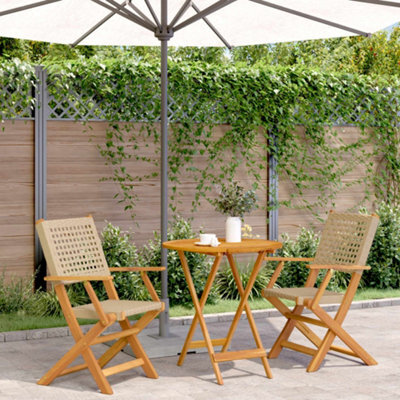 Walplus 3 Piece Bistro Set Beige Poly Rattan And Solid Wood - Cushion Not Included - image 1