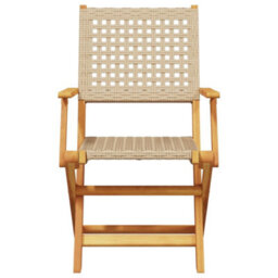 Walplus 3 Piece Bistro Set Beige Poly Rattan And Solid Wood - Cushion Not Included - thumbnail 4