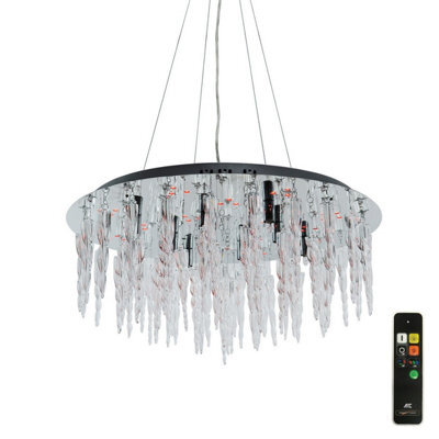 Luminosa Lighting Luminosa Tropez Flat Pendant 8 Lightrgb Leds And Remote Control Polished Chrome/glass - image 1