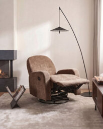 Beliani Rocking Recliner Chair Febe Swivel Fabric Brown - thumbnail 2