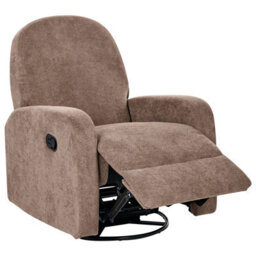 Beliani Rocking Recliner Chair Febe Swivel Fabric Brown