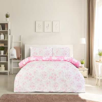 Smart Living Luxury Super Soft Reversible Floral Toile Duvet Cover With Pillowcase - image 1