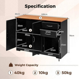 Kitchen Modern Storage Cabinet Buffet Cabinet Adjustable Shelf - thumbnail 2