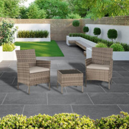 Seconique Willow Garden/patio Set - Grey Rattan/black Glass - thumbnail 1