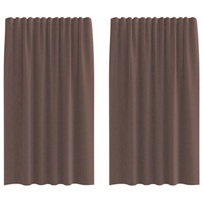 Berkfield Durable Voile Curtains With Tab Top 2 Pcs Brown - image 1