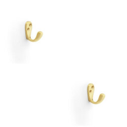 Loops 2 Pack - Solid Brass Victorian Single Robe Coat Hook - Wall Mounted Holder Satin Brass