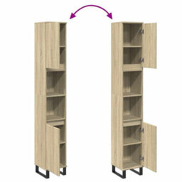 Walplus Bathroom Cabinet Sonoma Oak 30X30X190Cm Engineered Wood - thumbnail 7